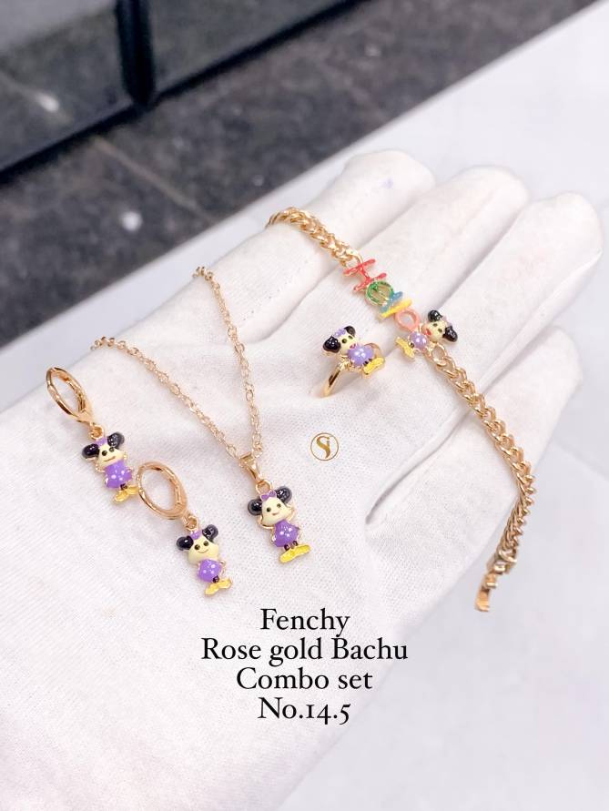 Fancy Designer Kids Wear Rose Gold Bachu Combo Set 
